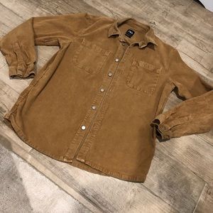 Mustard/ brown corduroy button down shirt